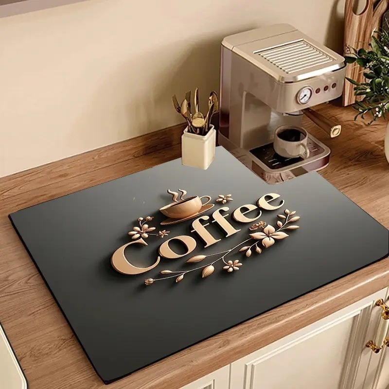 Bar Mat Rubber - Tapete Absorvente para Café, Antiderrapante, Secagem